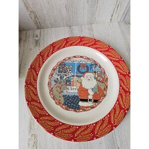 Homer Laughlin turano Santa toy store reindeer red 12-in dinner plate Xmas